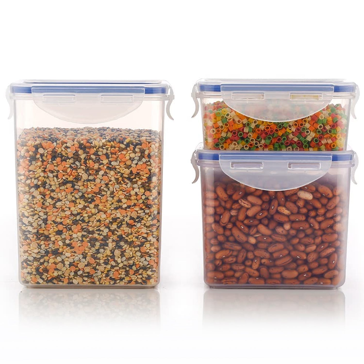 5827 Rectangle ABS Airtight Food Storage Containers with Leak Proof Locking Lid Storage container set of 3 Pc (Approx Capacity 500ml,1000ml,1500ml, Transparent) 5827 Rectangle ABS Airtight Food Storage Containers with Leak Proof Locking Lid Storage container set of 3 Pc (Approx Capacity 500ml,1000ml,1500ml, Transparent)